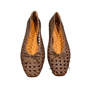 J. McLaughlin Brown Woven Leather Ballet Flats